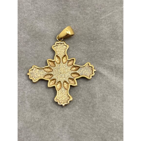 Gold-Plated 925 Silver Cross Pendant With Blue Accents - missing 2 stones - Picture 4 of 12